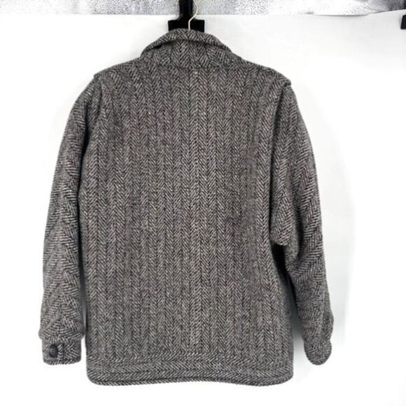 Vintage 90s Mackintosh Womens Chevron Wool Double Breasted Blazer Gray‎ Medium - Picture 2 of 11